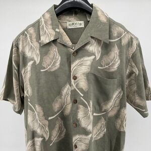Orvis Silk Shirt Mens Medium Floral Tropical Hawaiian